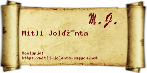 Mitli Jolánta névjegykártya